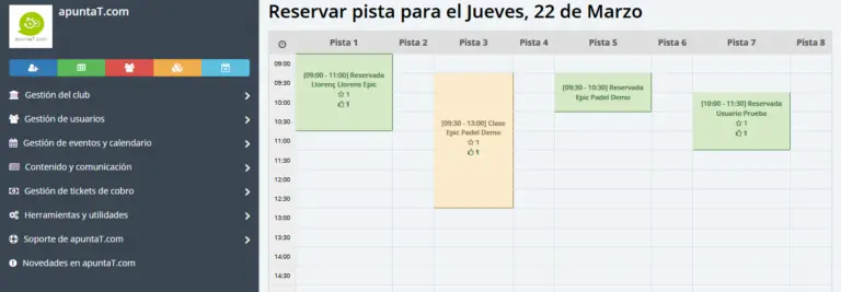 Gestión deportiva tabla apuntaT.com